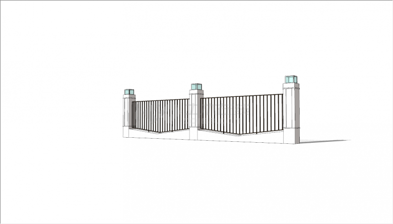 现代地中海风格建筑围墙su模型-图二