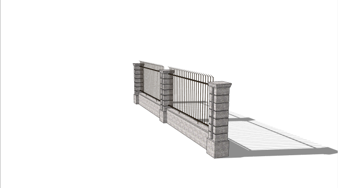 现代风格水泥栅栏围墙su模型_图1
