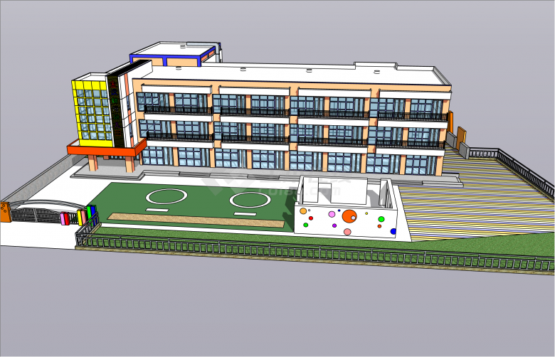 独特现代风格幼儿园su模型-图一