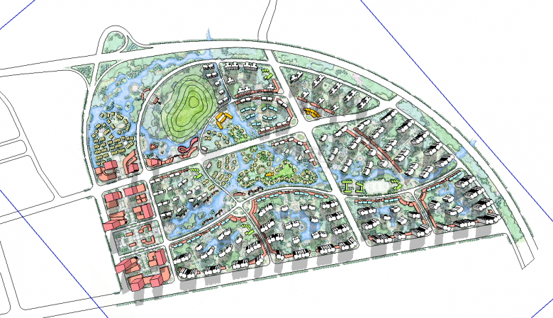 半弧城市道路住宅规划su模型-图二
