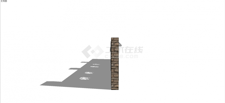 新中式砖砌外贴瓷砖琉璃瓦类围墙su模型-图二
