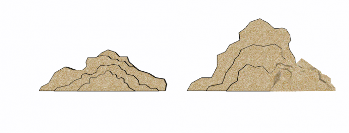 土黄色半圆条纹假山置石 su模型_图1