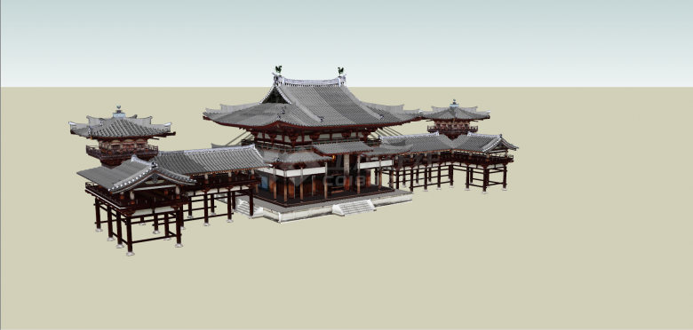 中式古建筑楼阁su模型-图一