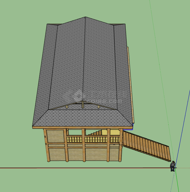 木制楼梯复古房子su模型-图二
