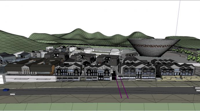 新中式建筑风格商场su模型_图1