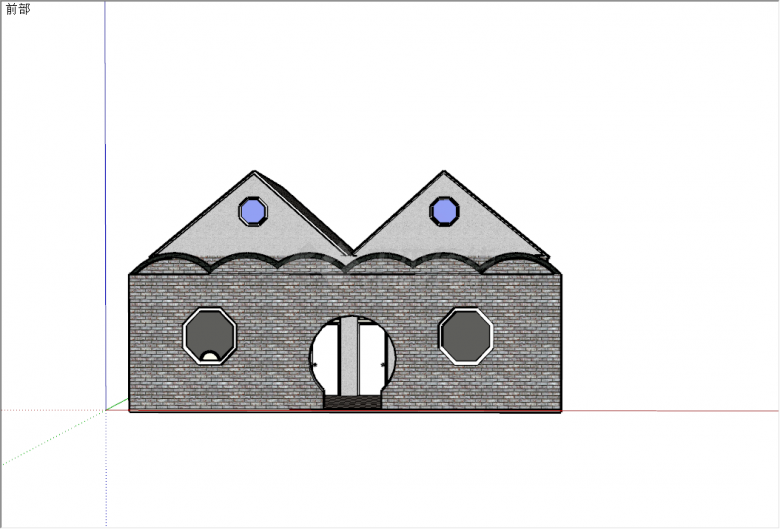 新中式现代坡屋顶公共厕所su模型-图一