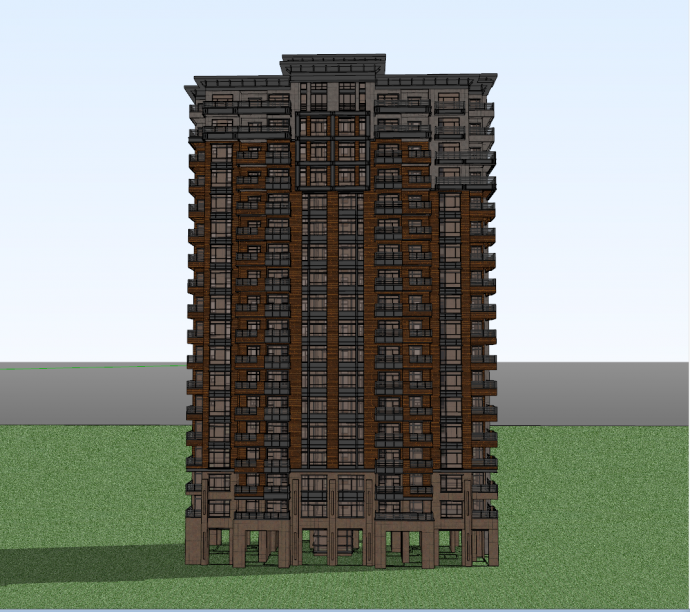 现代高层小区住宅建筑su模型_图1