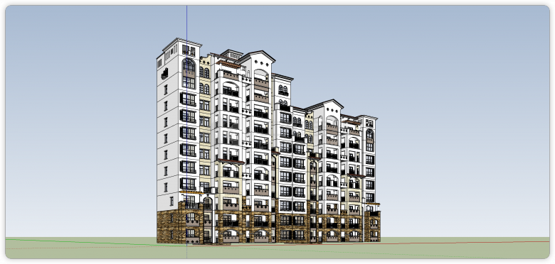 高低错层地中海风格住宅su模型-图一