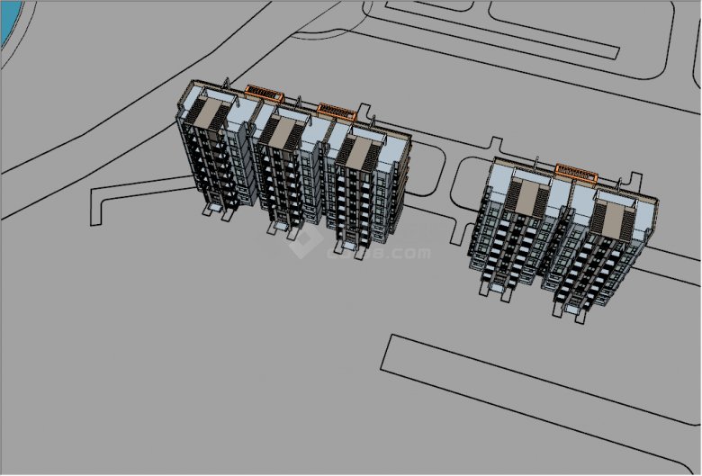 现代框架式多层住宅建筑su模型-图二