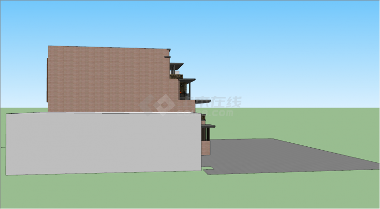 现代农村自建房立面设计su模型-图二
