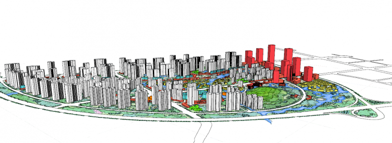 绿色城市设计规划su模型-图一
