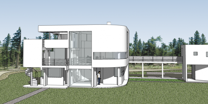 现代白色萨兹曼住宅su模型_图1