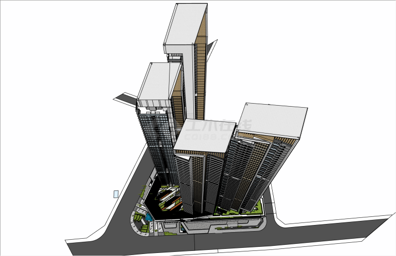 超高现代风格商业街景观SU模型-图二