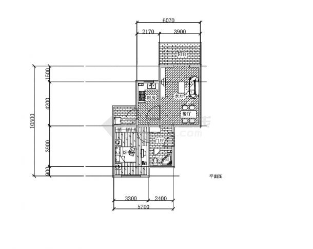 某住宅楼小户型地坪平面图-图一