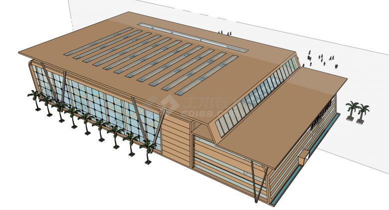现代大型综合网球馆体育馆su模型-图一