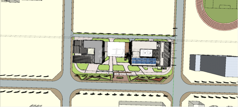 瑶海区就业创业民政服务中心建造su模型-图二