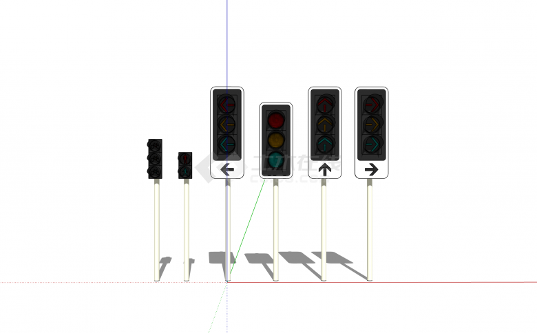 交通红绿灯标示牌su模型-图二