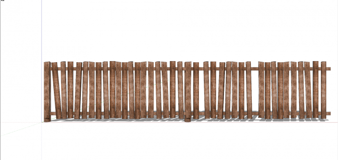 现代长条形木质栏杆建筑su模型_图1