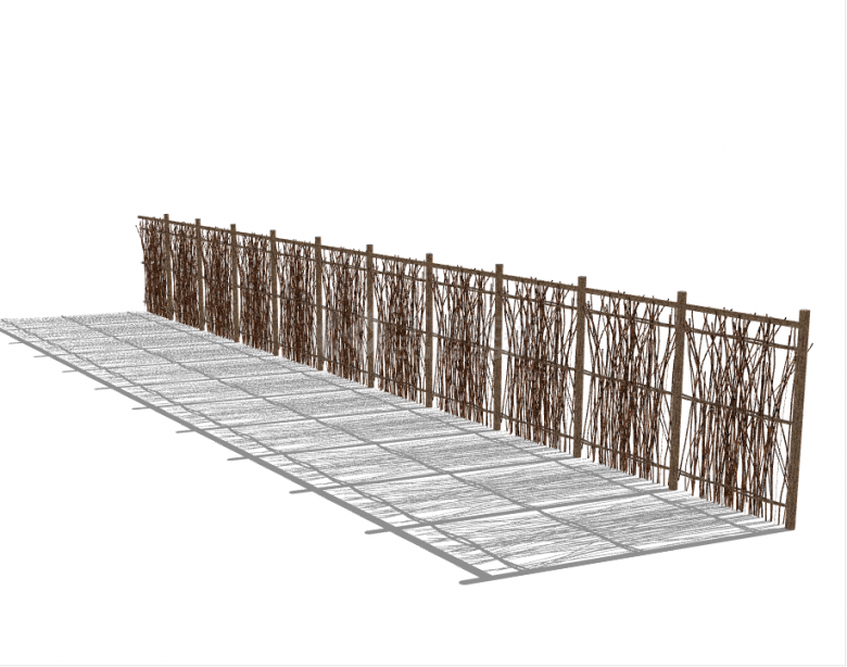 中式经典栅栏篱笆围栏su模型-图一