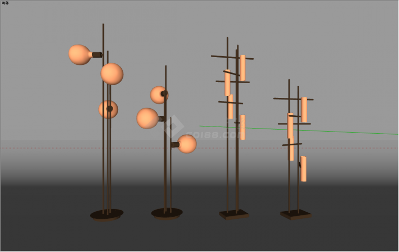 现代球形圆柱形台灯落地灯su模型-图二
