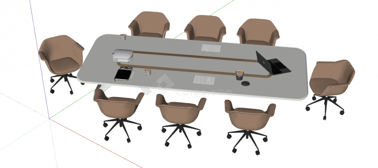 现代会议桌椅su模型-图二