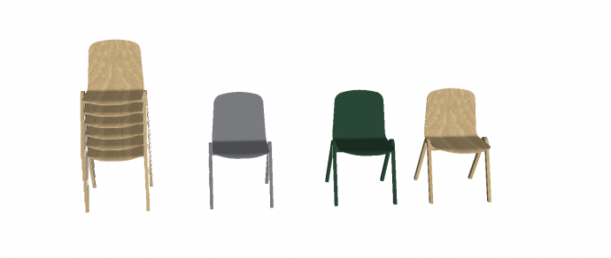七把黄色一把灰色一把绿色的椅子su模型_图1
