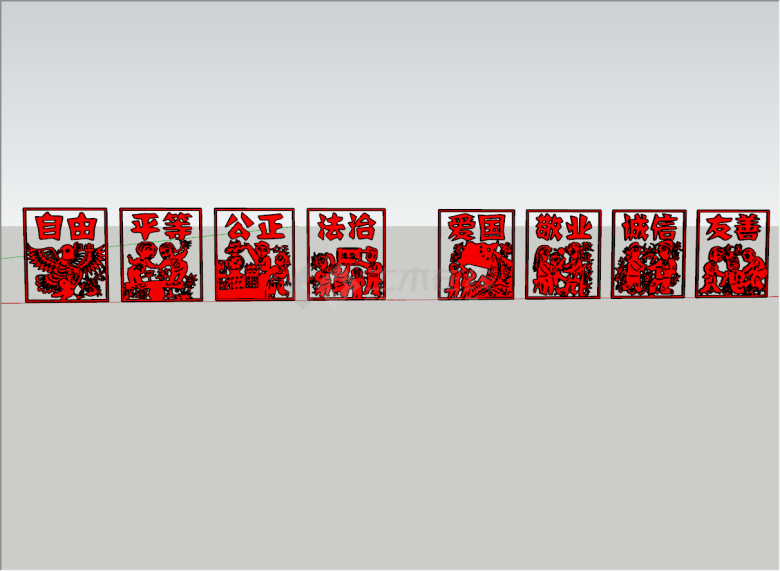 现代社会主义核心价值观建筑su模型-图二