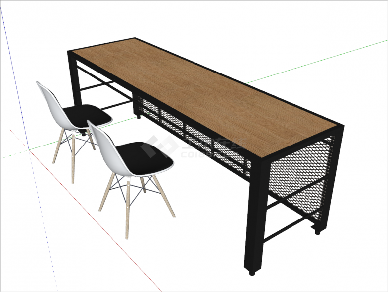 现代办公室简单大气办公桌会议桌su模型-图一