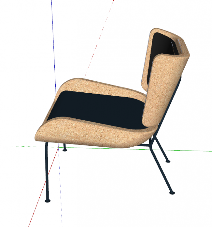 一个黄黑色的木制休闲椅su模型_图1