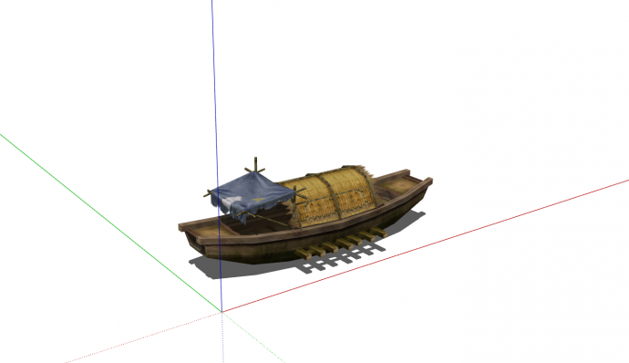 中式古风木制乌篷船su模型_图1