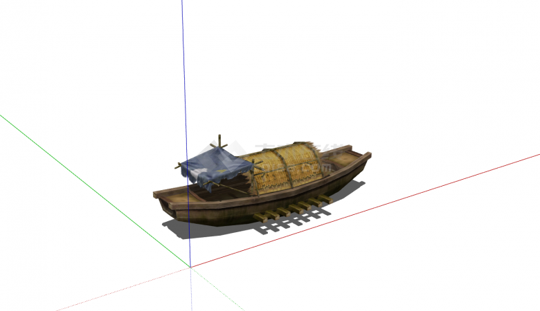 中式古风木制乌篷船su模型-图一