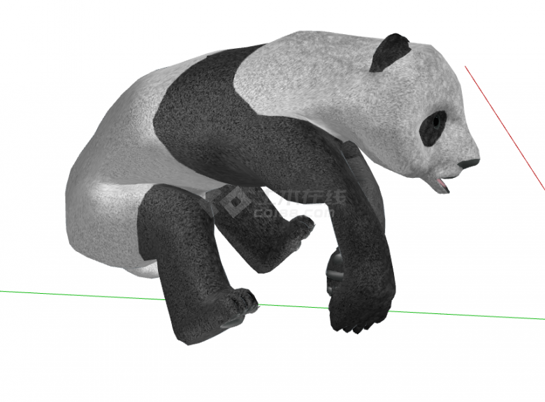 石制黑白可爱的熊猫su模型-图二