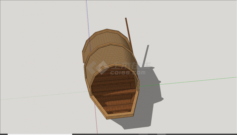 灰棕古代传统手动带篷木船su模型-图二