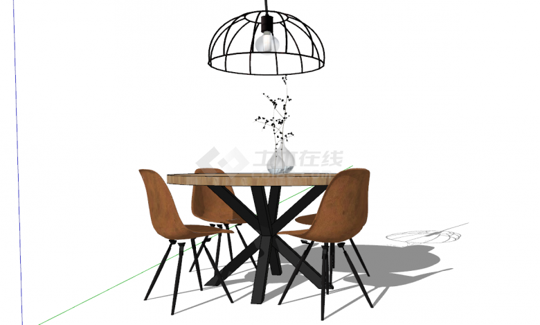 圆形餐桌家具su模型-图二