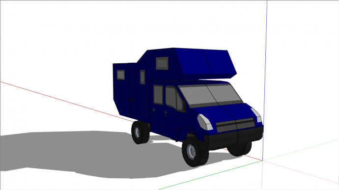 蓝色的对开门的房车su模型_图1