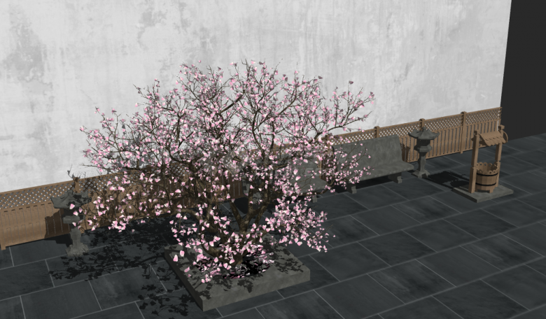 粉色盛开鲜艳的樱花su模型-图二