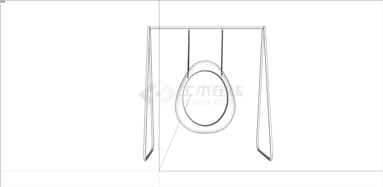 简欧独座白色秋千椅su模型-图一