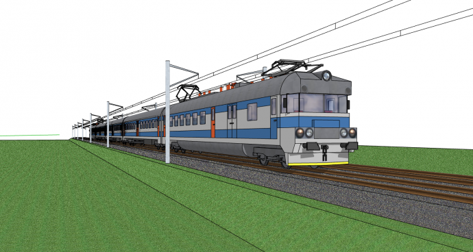 现代灰色简约短火车su模型_图1