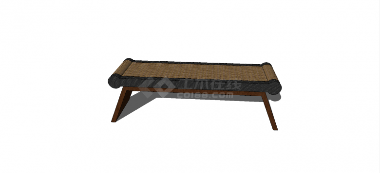 中式木制底座麻布材质座椅su模型-图一