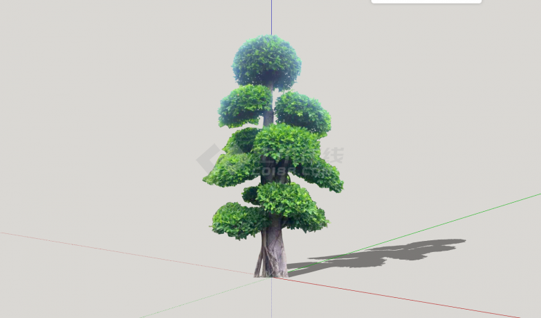 多层圆伞造型景观树su模型-图一