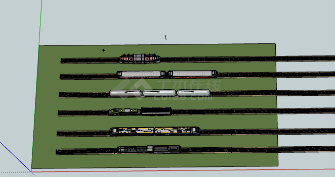 各种各样绿地新颖火车头 su模型-图一