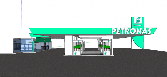 人物绿色白色加油站su模型_图1
