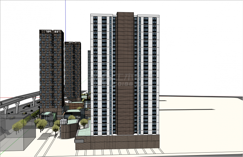 创意现代风格小区楼盘su模型-图一