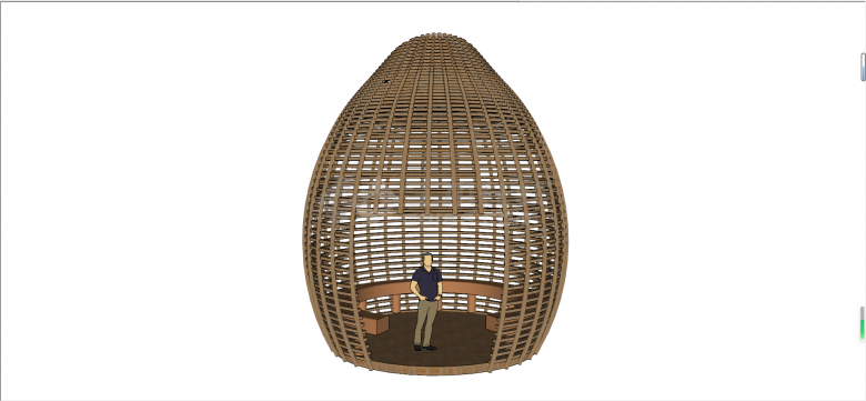 现代大型木质鸟笼座椅su模型-图二