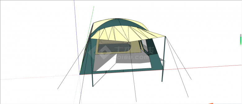 镂空透气带涂鸦的帐篷su模型-图二