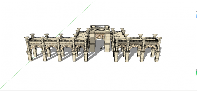 欧式转折长廊设计构筑物廊架花架su模型_图1