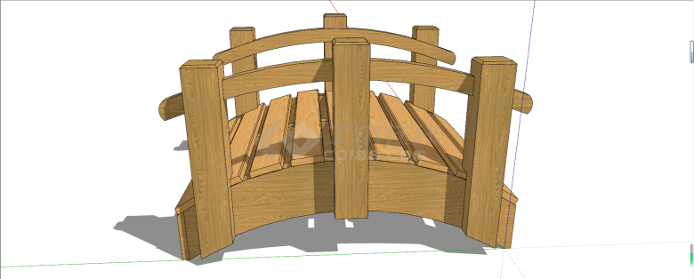 小型上承式抛物线木拱桥su模型-图一