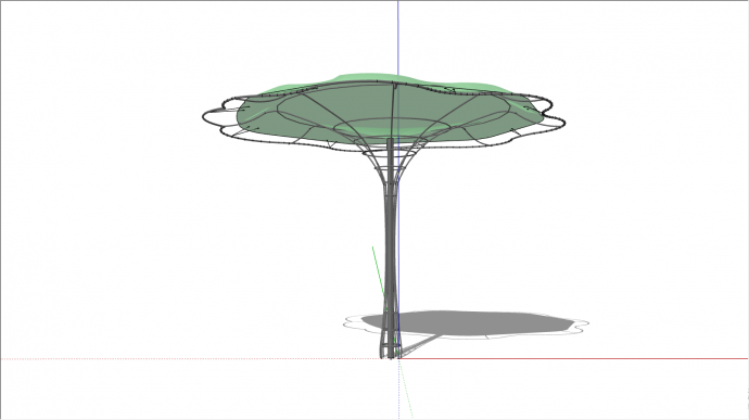 玻璃顶的伞形的现代构筑物su模型_图1
