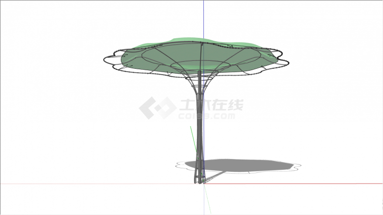 玻璃顶的伞形的现代构筑物su模型-图一