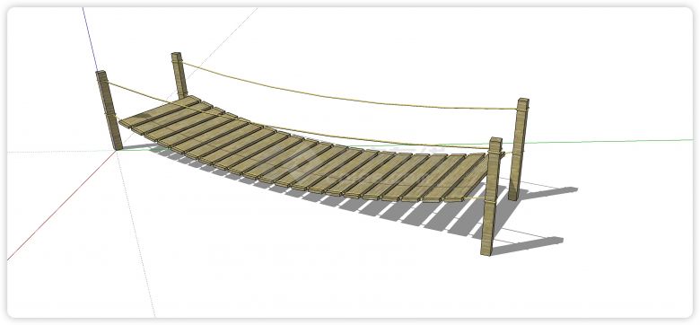 枫木浅色隔板吊桥su模型-图二